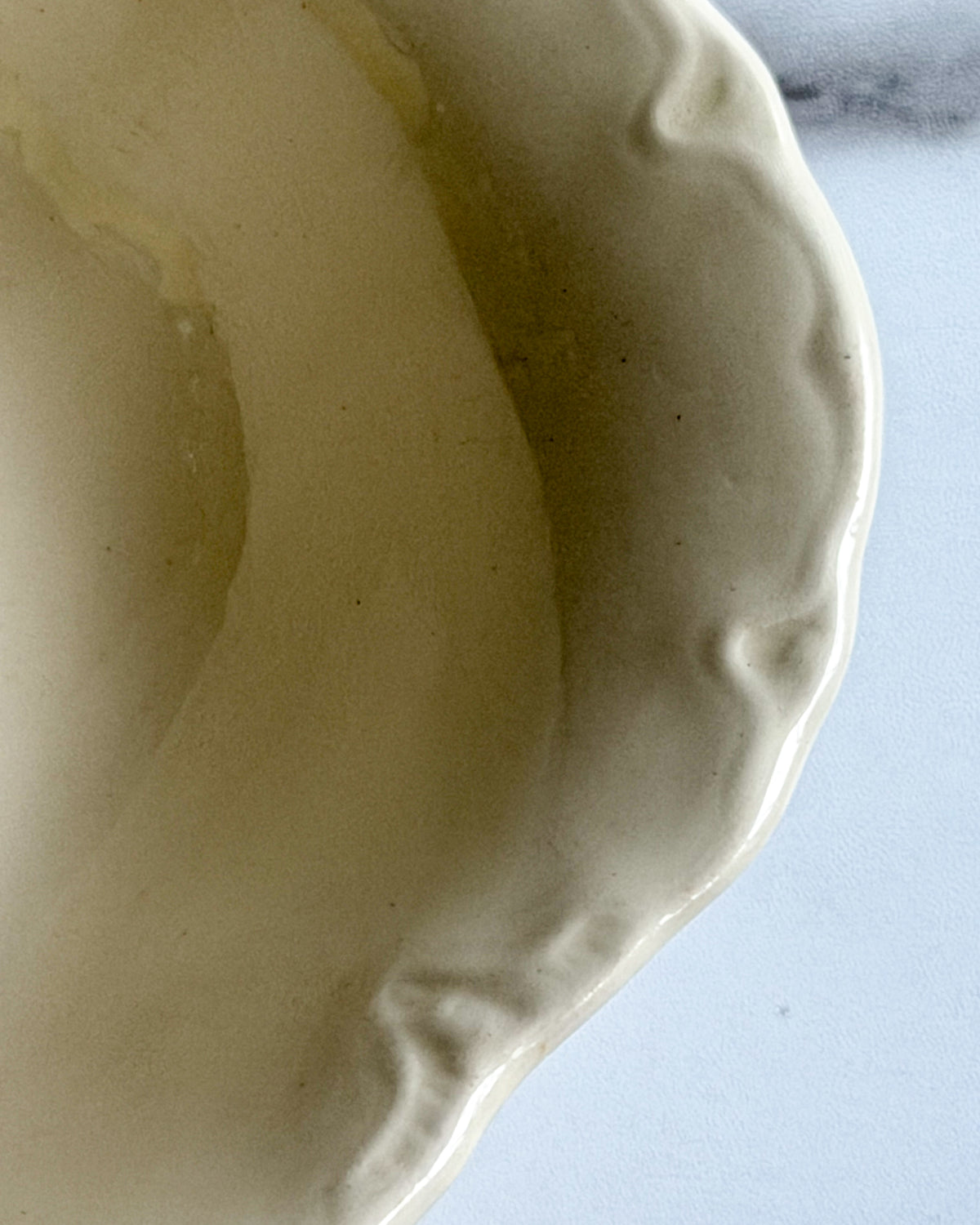 Vintage Homer Laughlin Ivory Serving Bowl Embossed Scalloped Rim Made in USA