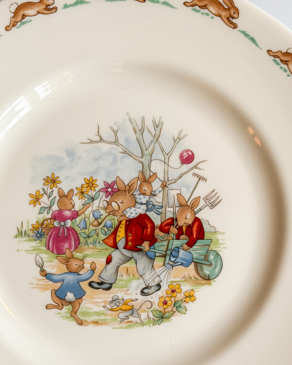 Vintage Royal Doulton Bunnykins Family Gardening Plate English Fine Bone China 8