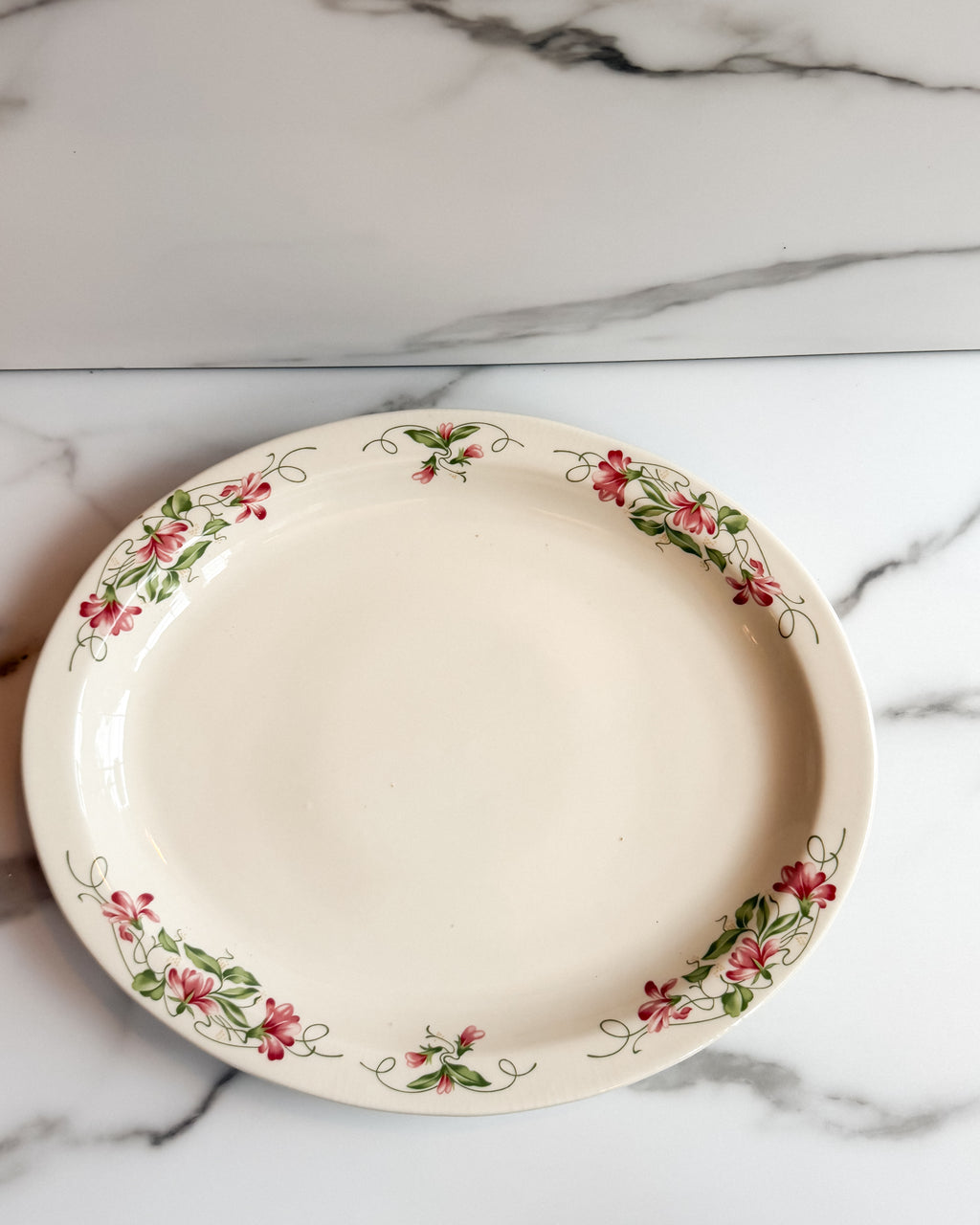 Vintage Homer Laughlin Floral Oval Serving Platter USA Pink Floral