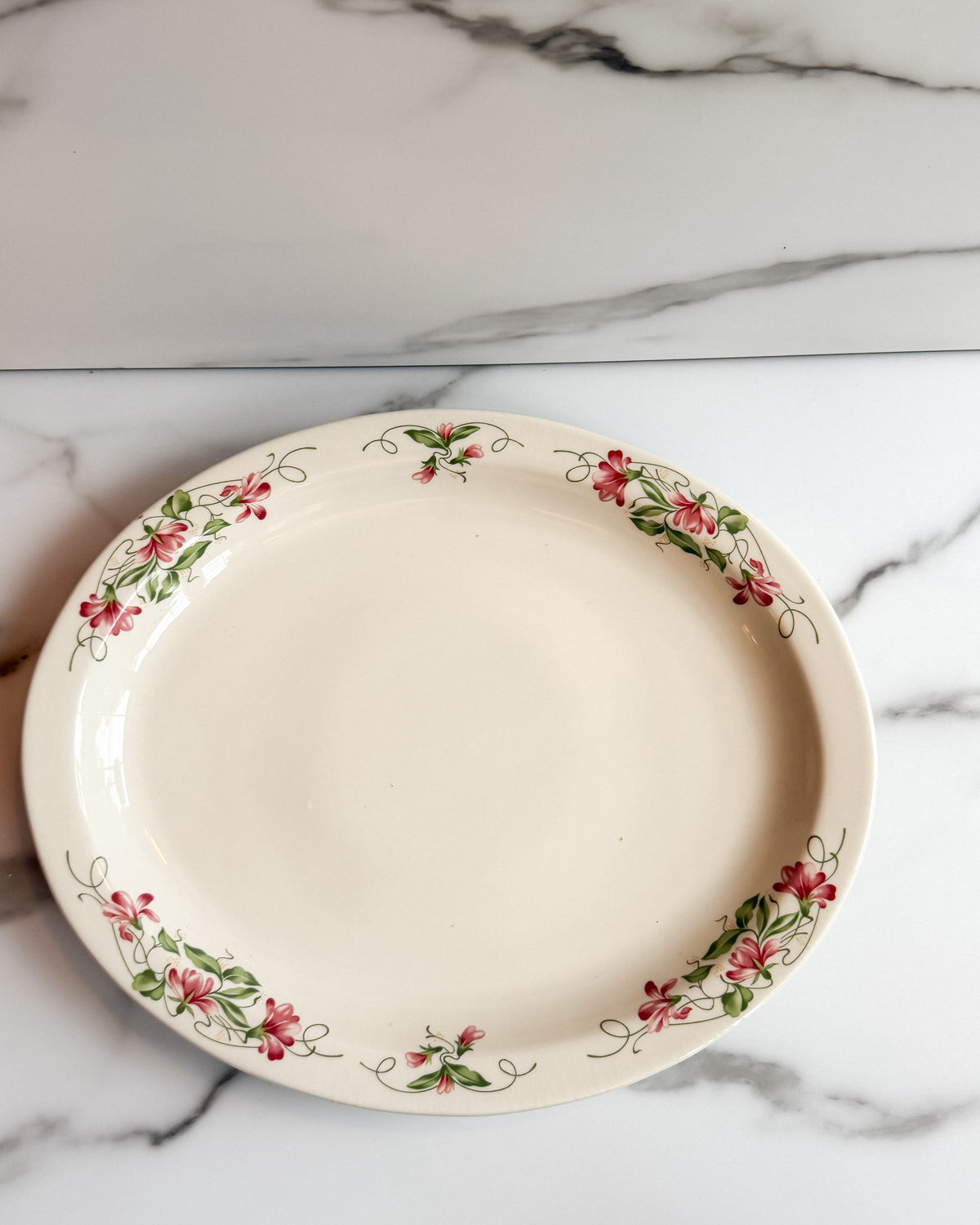 Vintage Homer Laughlin Floral Oval Serving Platter USA Pink Floral