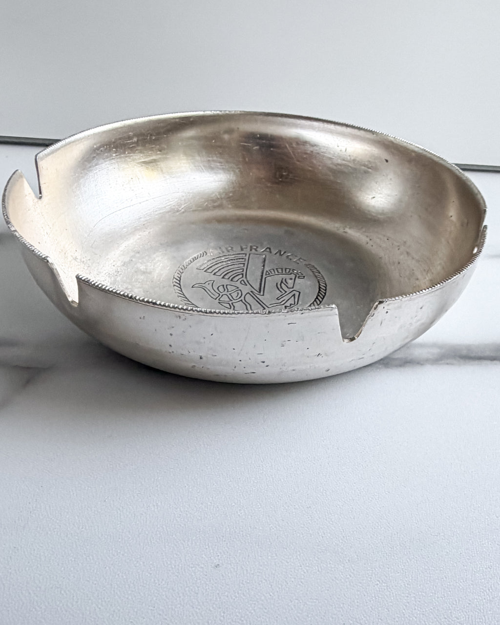 Vintage Air France Aluminum Ashtray – 5.5” Airline Advertising Aviation Collectible