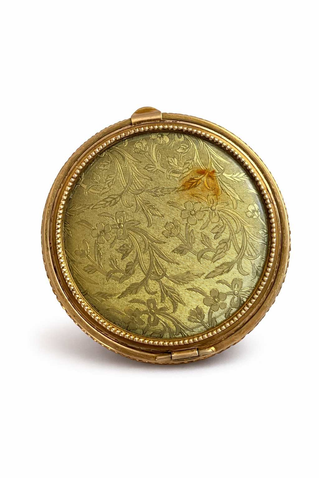 Rex Fifth Avenue Gold Tone Rouge Compact with Mirror, Original Cream Rouge, Mid-Century Vanity Piece