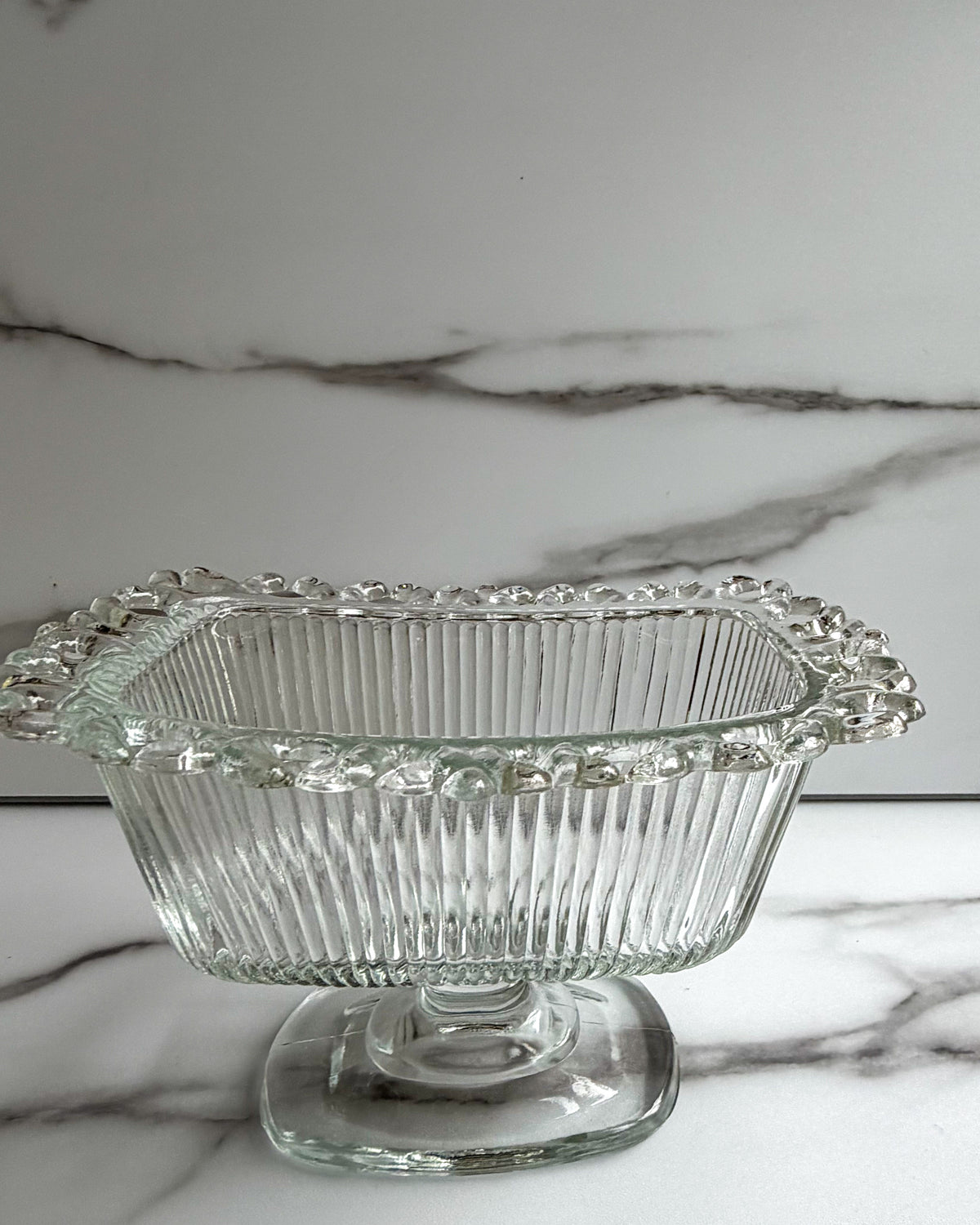 Vintage Indiana Glass Covered Candy Dish Clear Glass Pedestal Compote with Lid