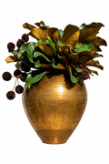 Grand Brass Vase with Faux Magnolia Arrangement