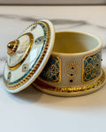 Lenox Majestic Royal Marble Lidded Trinket Box | Ivory, Blue & Gold Porcelain Keepsake Box