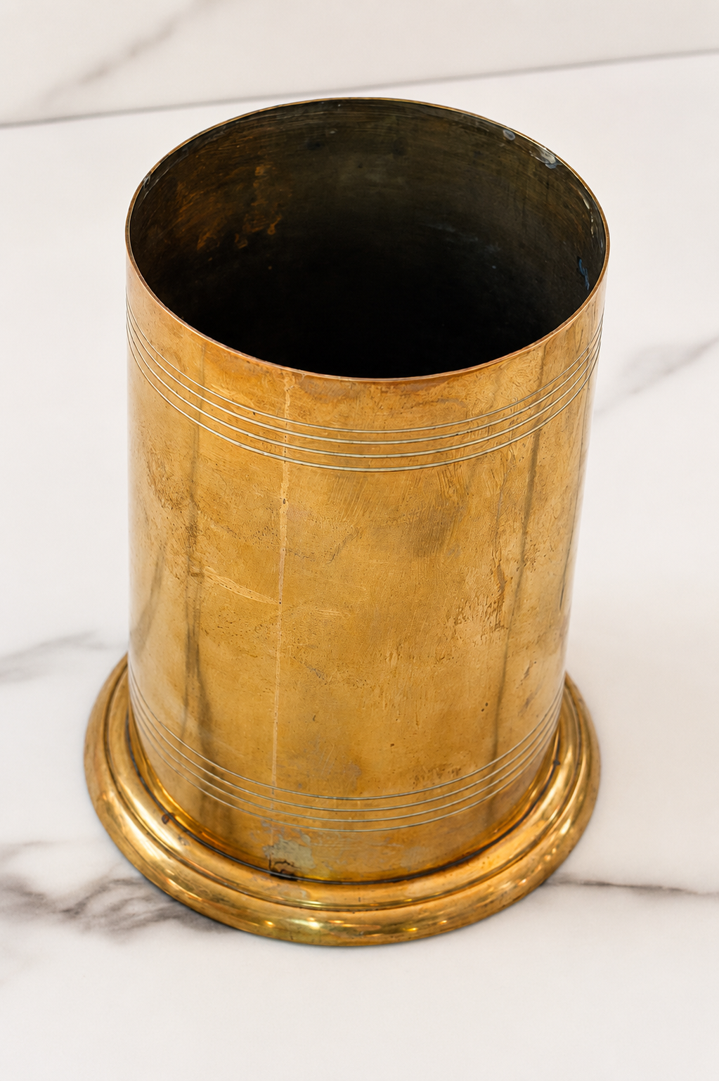 Vintage Brass Lidded Canister with Acorn Finial