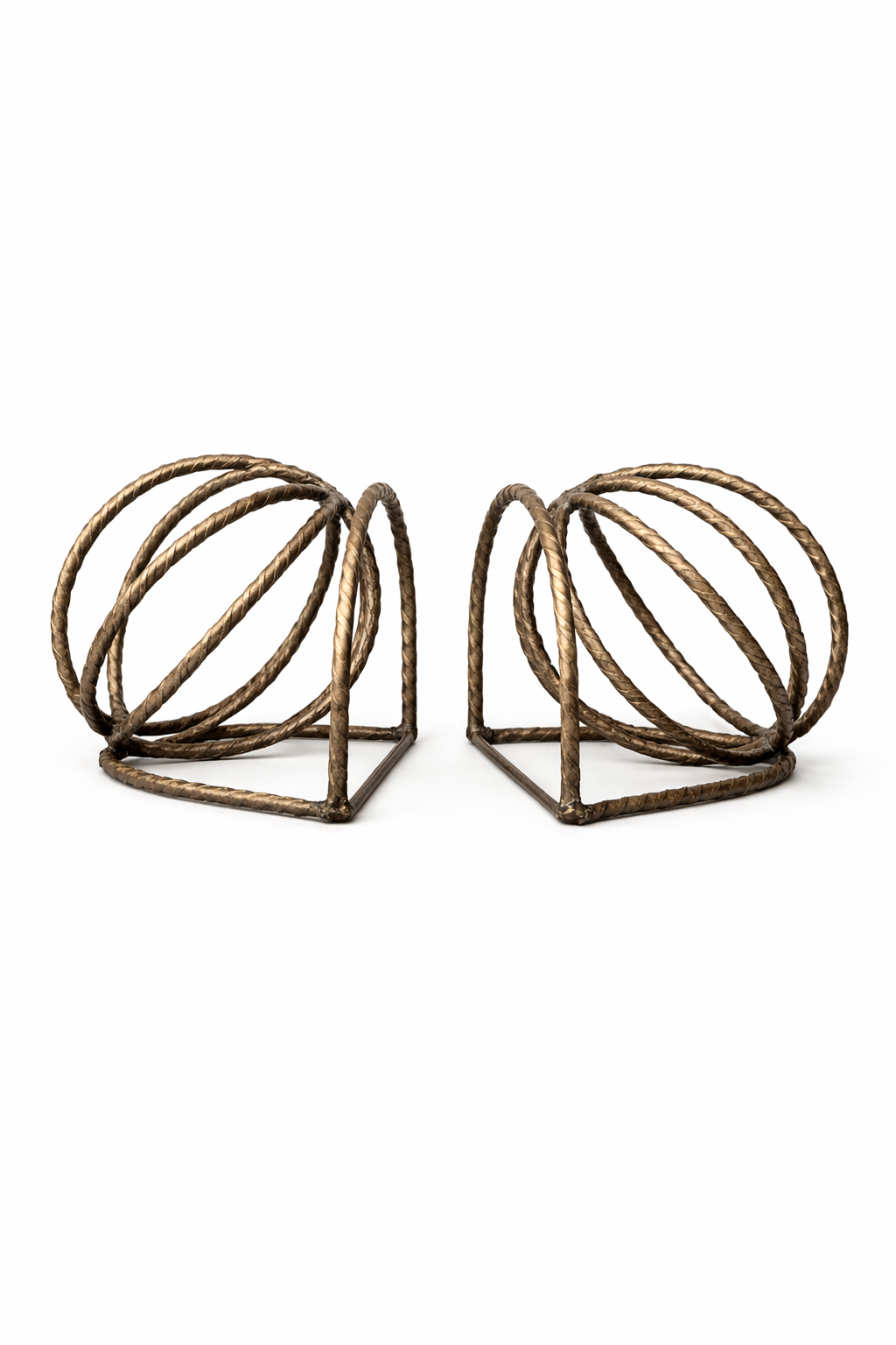Vintage Twisted Rope Metal Bookends – Sculptural Brass Tone Pair
