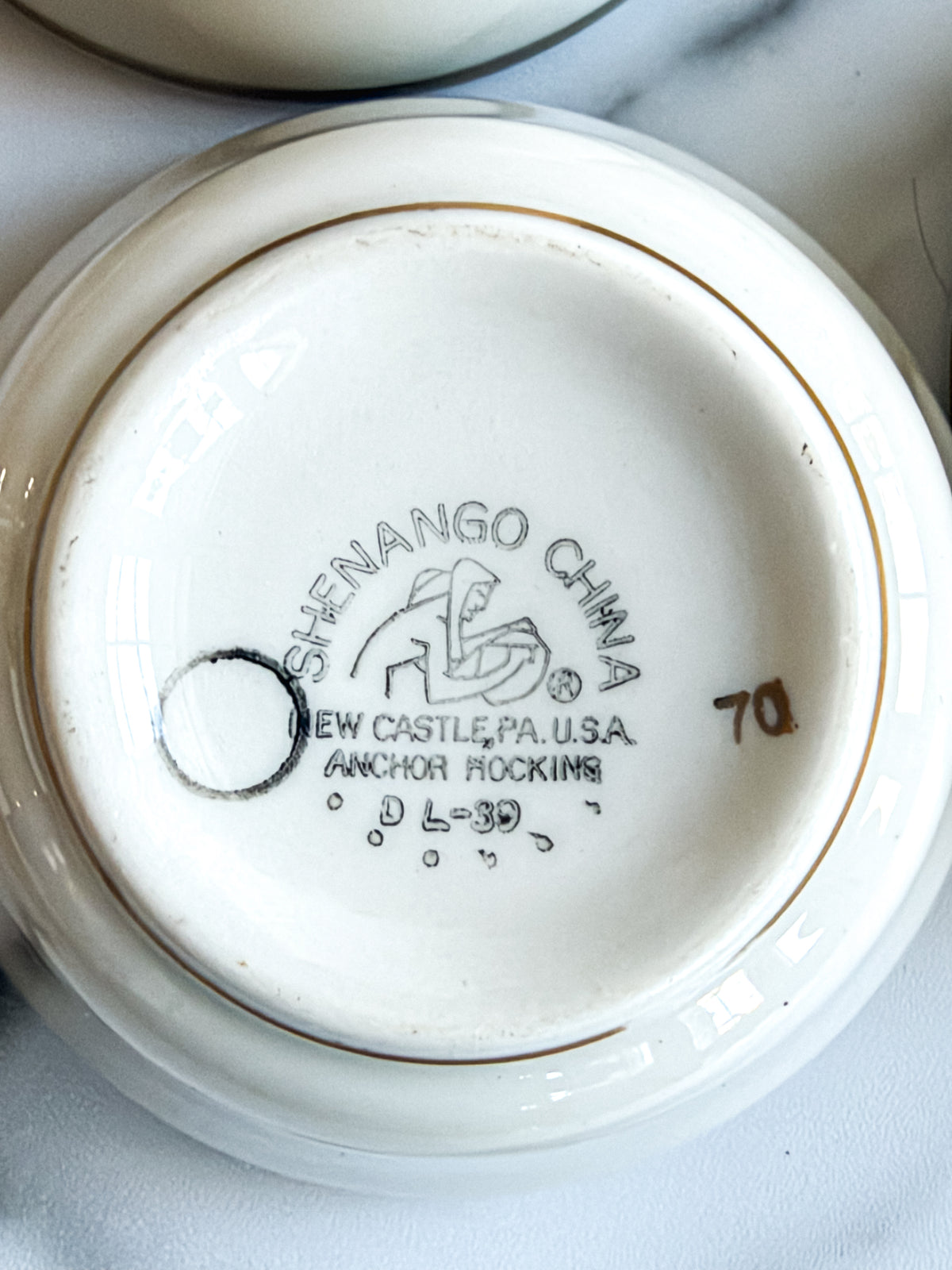 Vintage Shenango China Gold Rim Restaurant Ware Bowls, Set of 4, Anchor Hocking USA