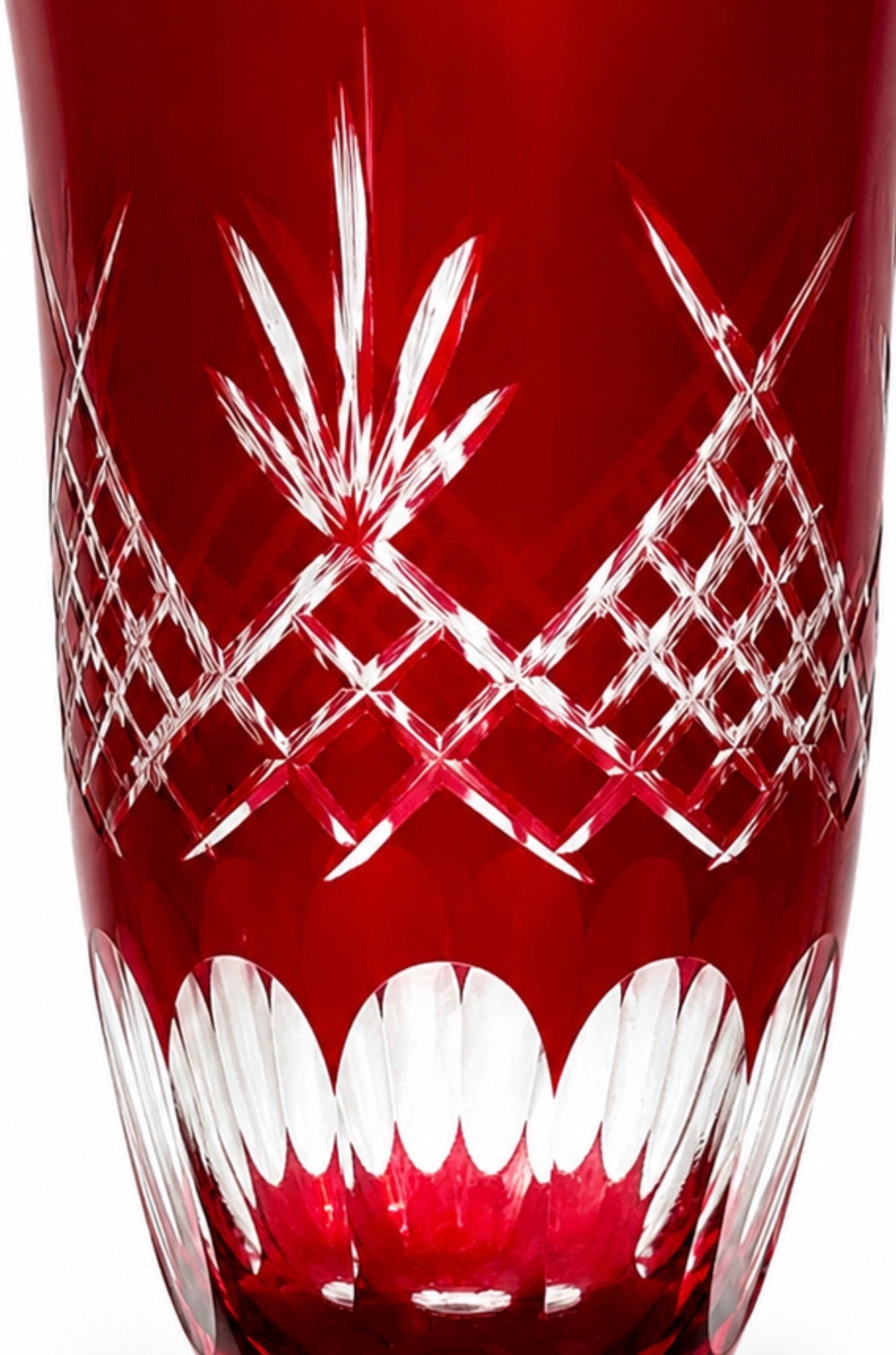 Ruby Red Cut Crystal Champagne Flutes