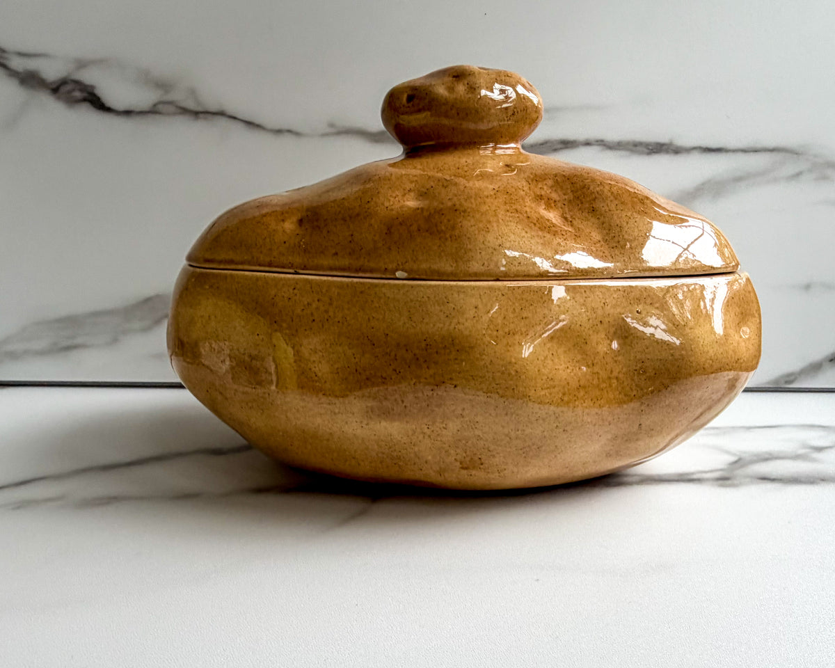 Vintage Atlantic Mold Potato Casserole Dish Ceramic Serving Bowl 1970s Kitchenware