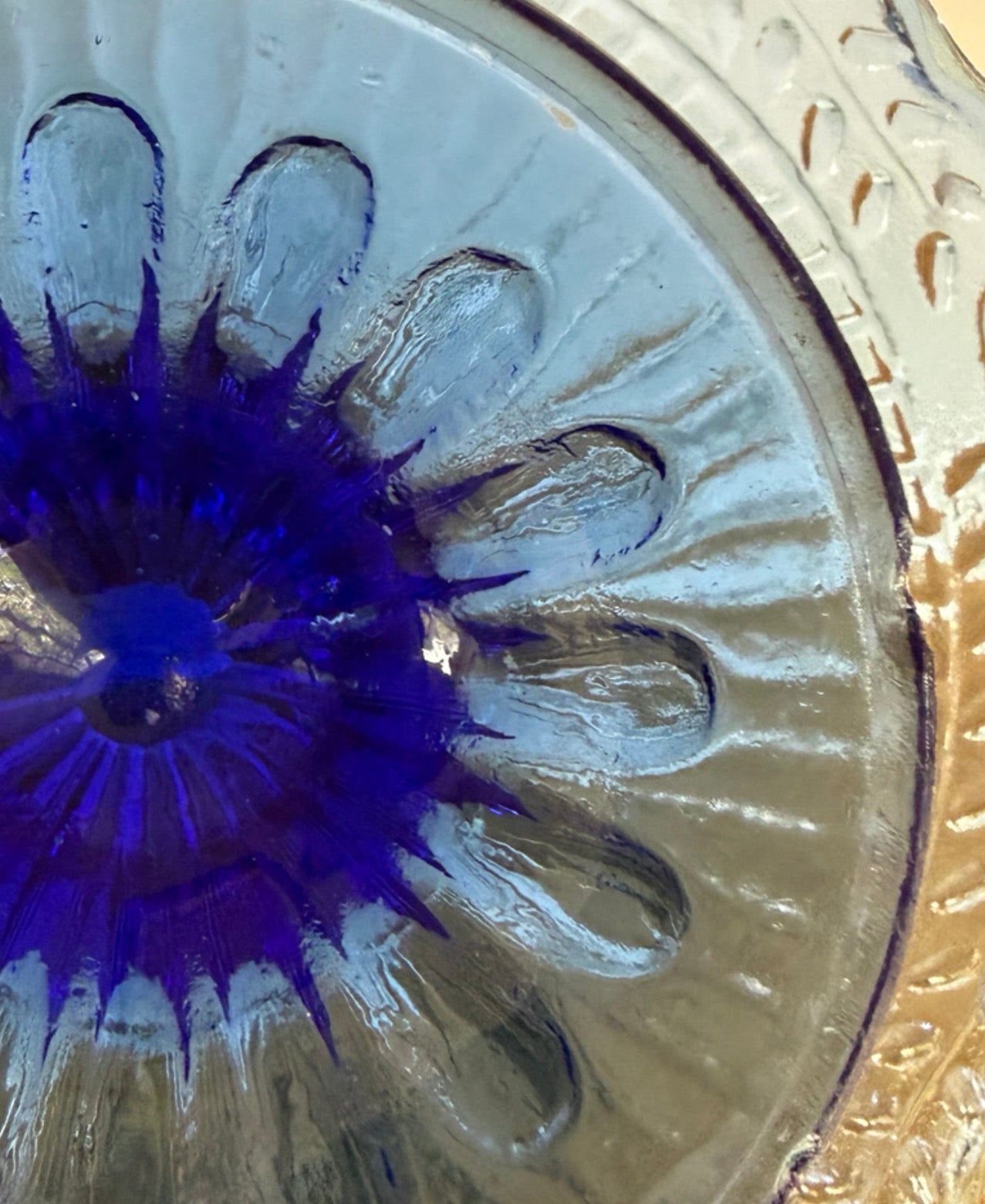 Vintage Cobalt Blue Pressed Glass Pedestal Cake Stand with Dome Lid