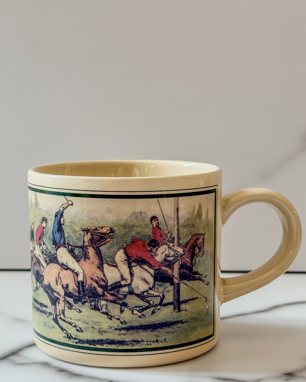 Vintage Polo Ralph Lauren Mug | Polo Players on Horseback | John Charles Dollman Artwork | Made in Japan Collectible Coffee Cup