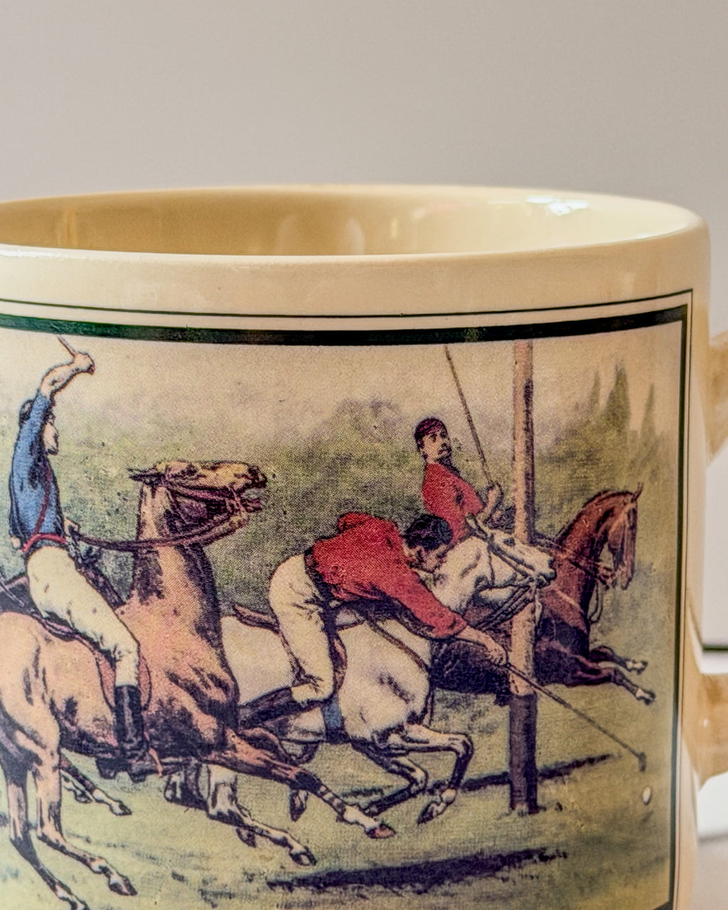 Vintage Polo Ralph Lauren Mug | Polo Players on Horseback | John Charles Dollman Artwork | Made in Japan Collectible Coffee Cup