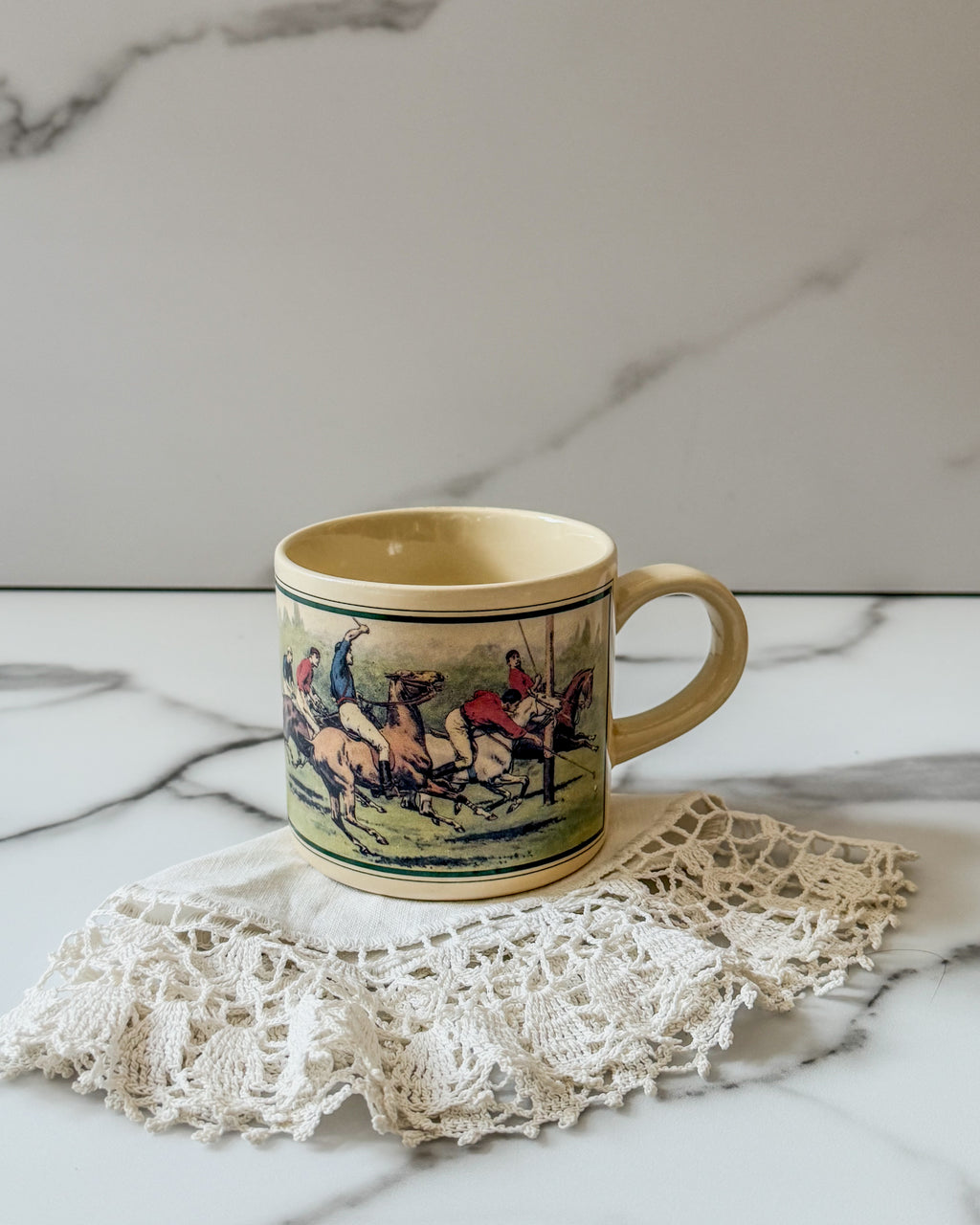 Vintage Polo Ralph Lauren Mug | Polo Players on Horseback | John Charles Dollman Artwork | Made in Japan Collectible Coffee Cup