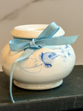 Vintage Lasting Products Hand Painted Blue Floral Ceramic Candle Holder 3”